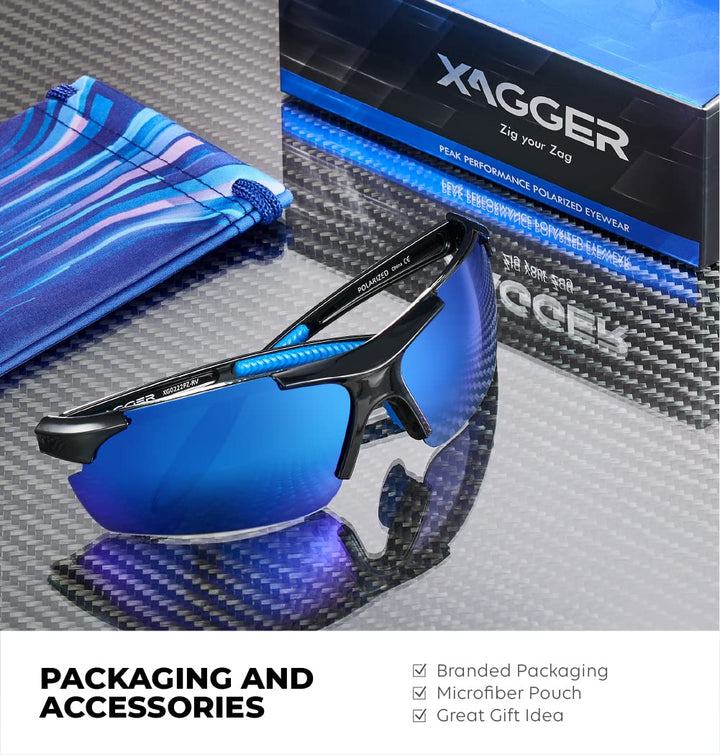 Xagger Polarized Wrap Around Sport Sunglasses for Men Women UV400 Baseball Softball Running Cycling Glasses