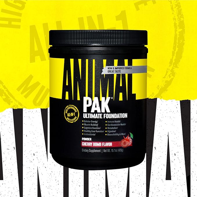 Animal Pak - Convenient All-in-One Vitamin & Supplement Powder - Zinc, Vitamins C, B, D, Amino Acids, Immune Support, Digestive Enzymes, and More - Daily Multivitamin for Women & Men - 60 Scoops