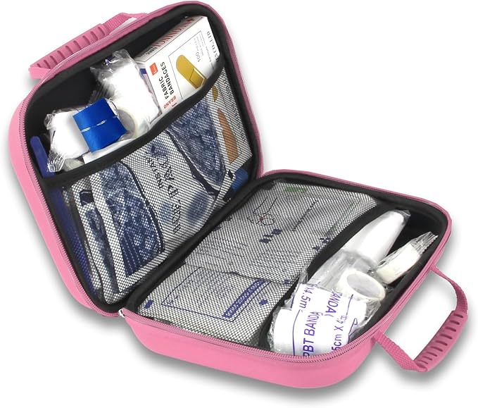 300PCS Home First Aid Kit for Hiking Car Home Emergency Kit First Aid Bag Multiple Purpose Outdoor Backpacking Gear for Disaster Preparedness Pink