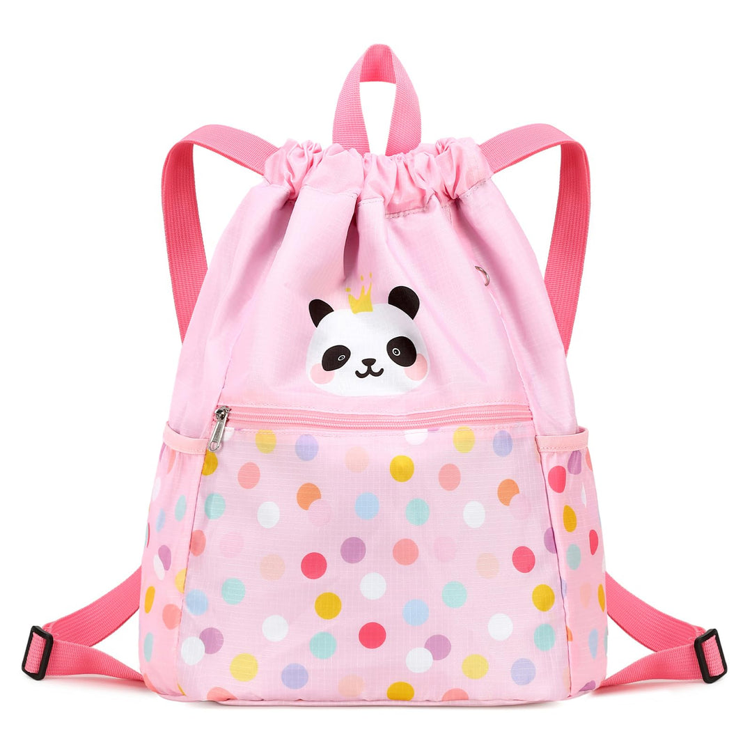 Ryushoyo Waterproof Drawstring Bag, Drawstring Backpack, Gym Bag Sackpack Sports Backpack for Women Girls Cute Panda Pink