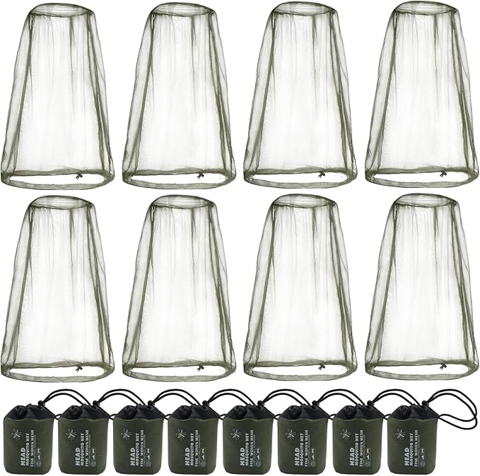 Wholelovein 8 Pack Mosquito Covers Wearable Head Net Face Mesh Protecting Net Mosquito Fly Insects Bugs