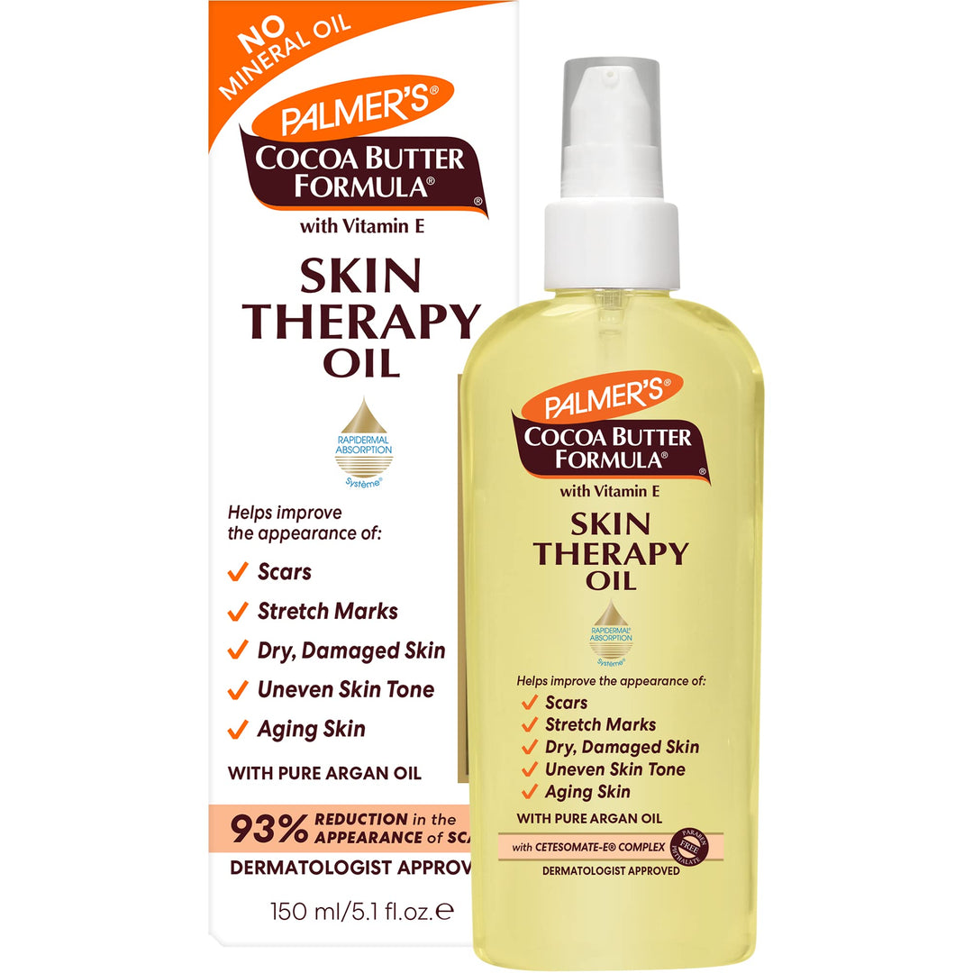 Palmer's Cocoa Butter Formula Skin Therapy Moisturizing Body Oil with Vitamin E & Pure Argan Oil, Deep Body Moisturizer for Dry,
