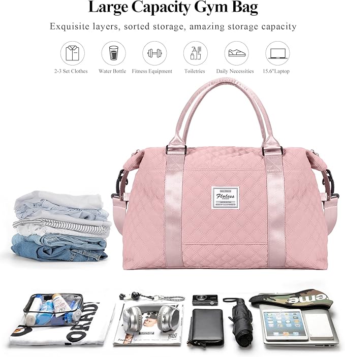 Travel Duffel Bag,Sports Tote Gym Bag,Shoulder Weekender Overnight Bag for Women