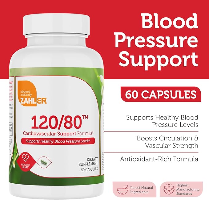 120/80 Cardiovascular Support Formula, Supports Healthy Blood Pressure Levels 60 Capsules.