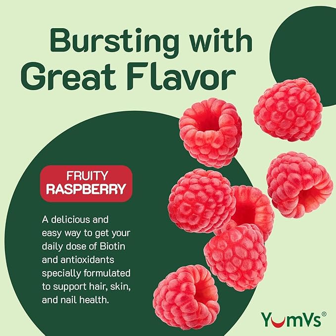 YUM-V'S Teen Multivitamin Gummies with Biotin and Antioxidants - Raspberry Flavor - Hair Skin Nails Support - Vegetarian Kosher Teen Vitamins for Boys and Girls 12-17 - 60 Count (Pack of 2)