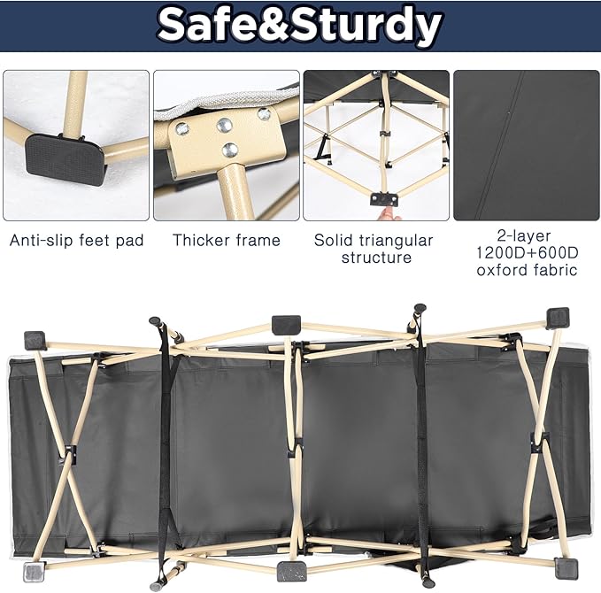 Wenqik 2 Pack 450lbs Max Load Camping Cot for Adults with Carry Bag Portable Folding Outdoor Sleeping Cot Heavy Duty Bed for Traveling Camp Military Office Nap Beach Home Lounging