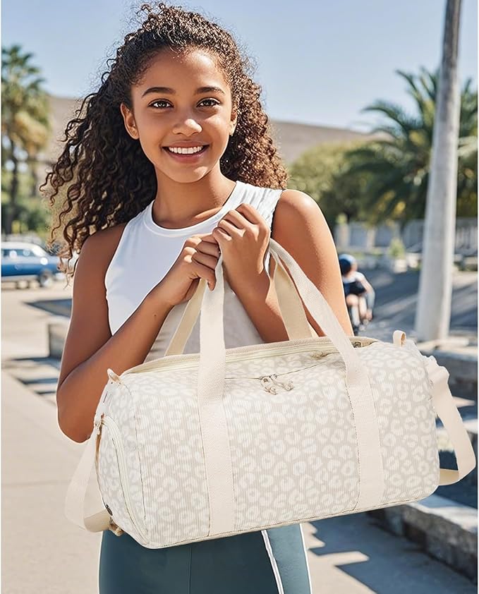 Gym Bag Sports Duffle with Wet Pocket Dance Overnight Bag with Waterproof Shoe Pouch and Air Hole for Girls Kids Women