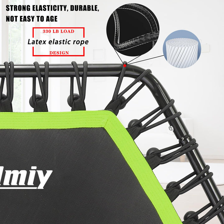 Gielmiy 48‘’Mini Trampoline for Adults，Silent rebounder Trampoline with 3 Adjustable Handle，Indoor/Garden/Workout Cardio,Safely Cushioned Bounce（Max Load 330lbs）