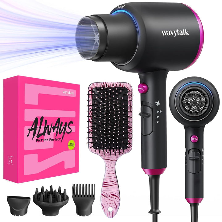 Wavytalk 1875W Ionic Hair Dryer | Diffuser & Comb for Curly Hair | Green