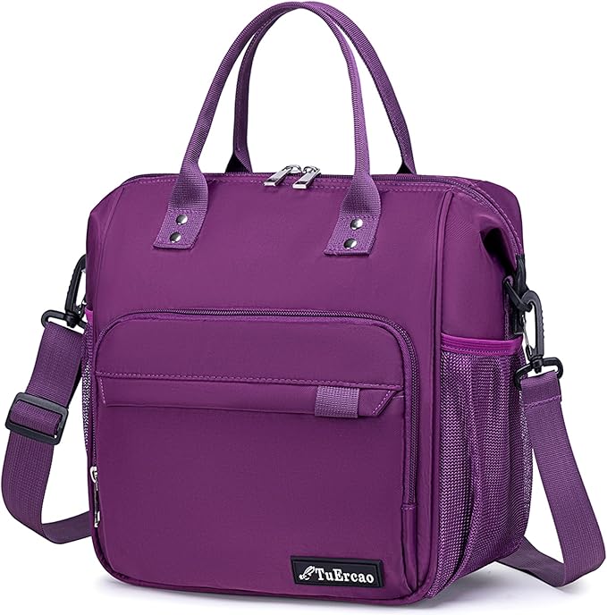 Purple Lunch Box for Women Insulated Lunch Bag Fits Bento Boxes, Snack and Foods, Ladies Lunch Tote Bag for Mother Mom Sister Friend Wife Her