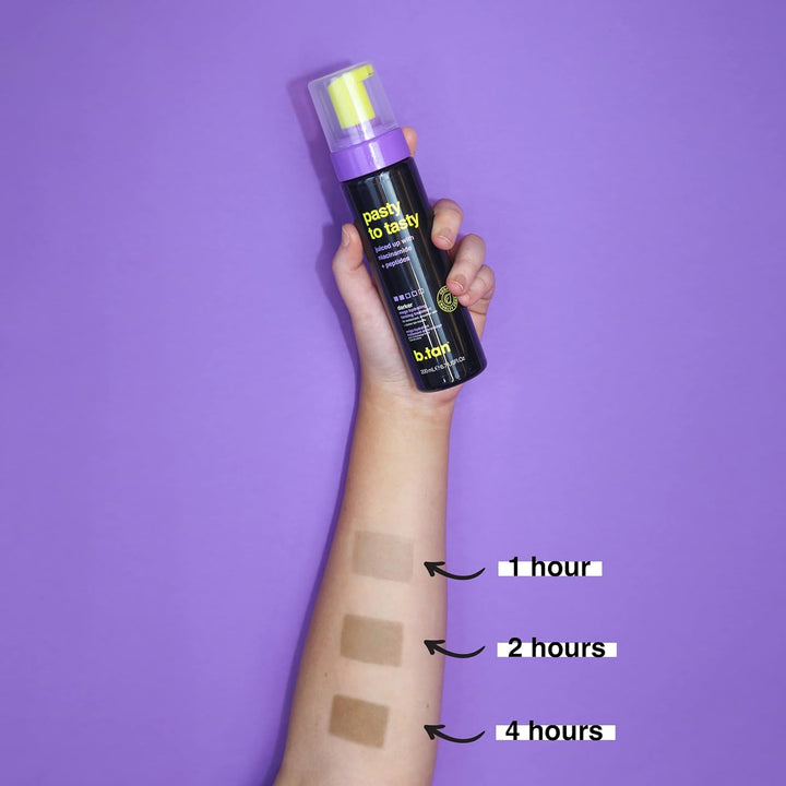 b.tan Dark Self Tanner Mousse – 1 Hour Express, Hydrating Foam for Glowy Skin