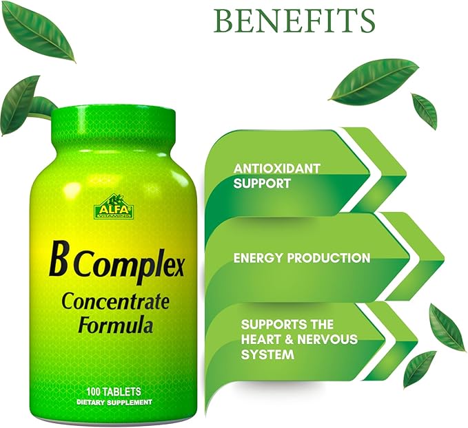 ALFA VITAMINS B Complex Formula - Daily Nutritional Supplement - B Vitamins for a Healthier Heart and Nervous System, and Natural Energy Increase - 100 Tablets