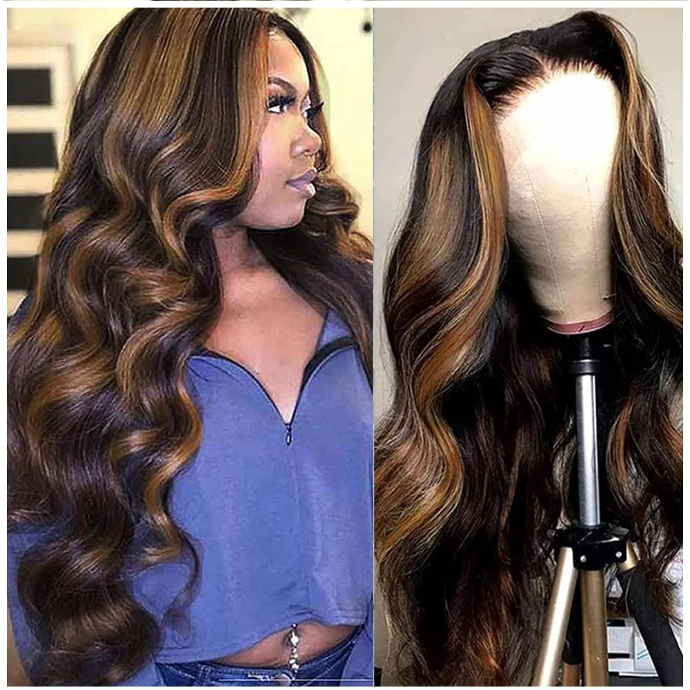 13X6 Lace Front Wigs Human Hair Pre Plucked 30 Inch Hd Transparent Ombre Body Wave Lace Frontal Wigs Human Hair Glueless 180% De