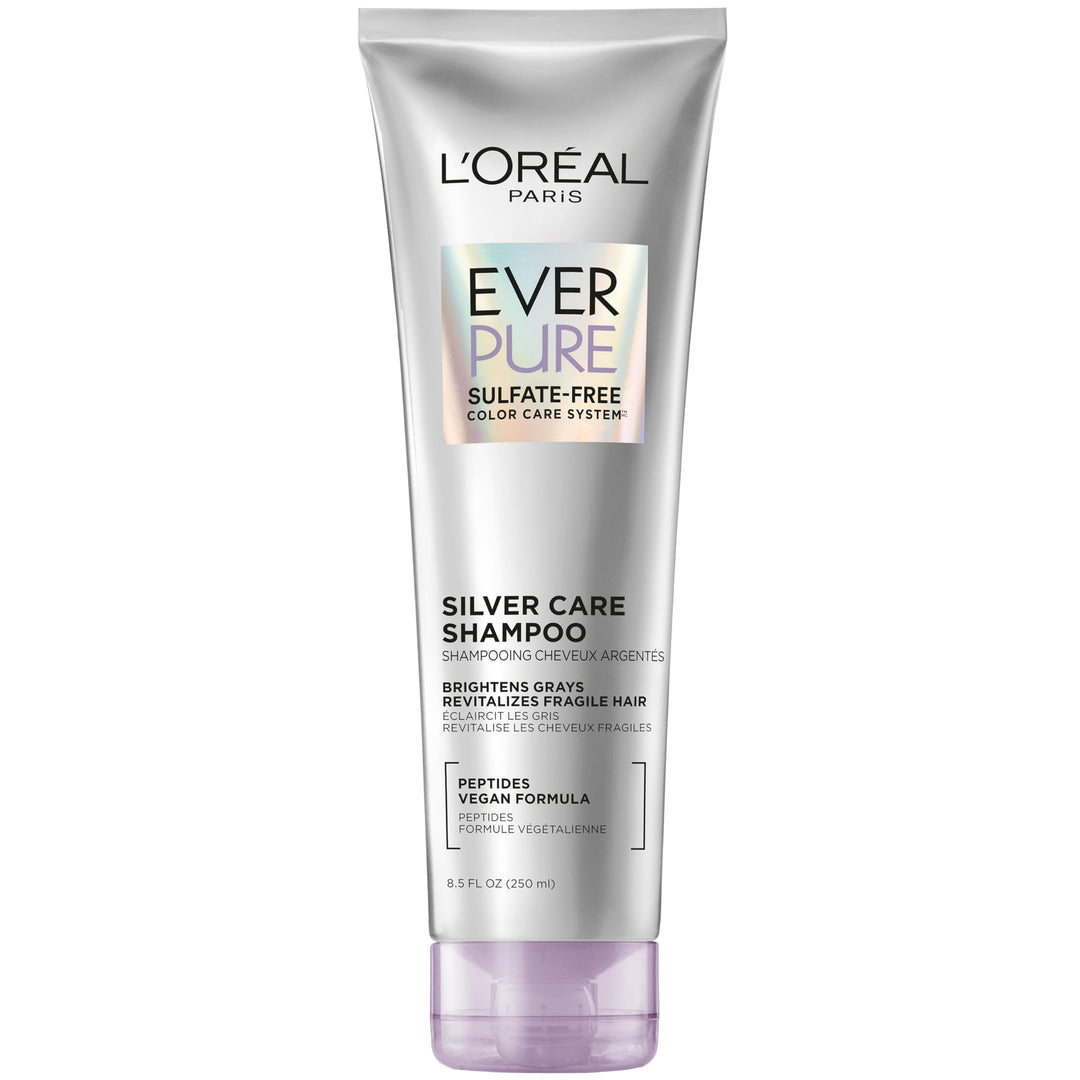 L'Oreal Paris EverPure Brightening and Nourishing Shampoo for Gray Hair, Sulfate-Free Vegan Formula with Peptides, 8.5 Fl Oz