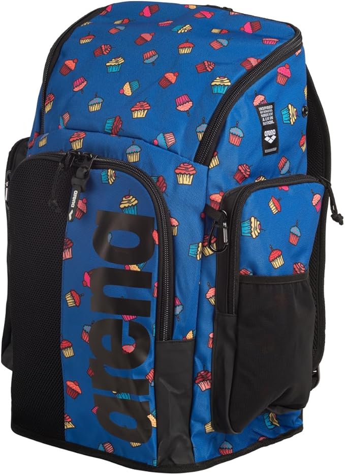ARENA Spiky III Backpack 45 Swimming Athlete Sports Gym Rucksack Large Training Gear Equipment Swim Bag for Men and Women, 45 Liters, Cupcakes