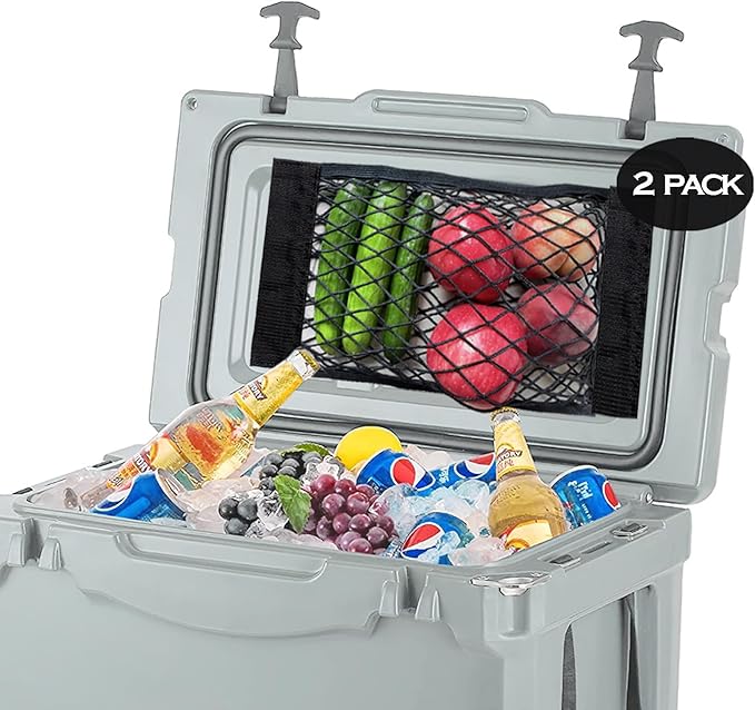 2 Pack Cooler Storage Nets for Dry Storage and Mesh Cooler Organizer Camping Cooler Accessories14.5 x 9.8"