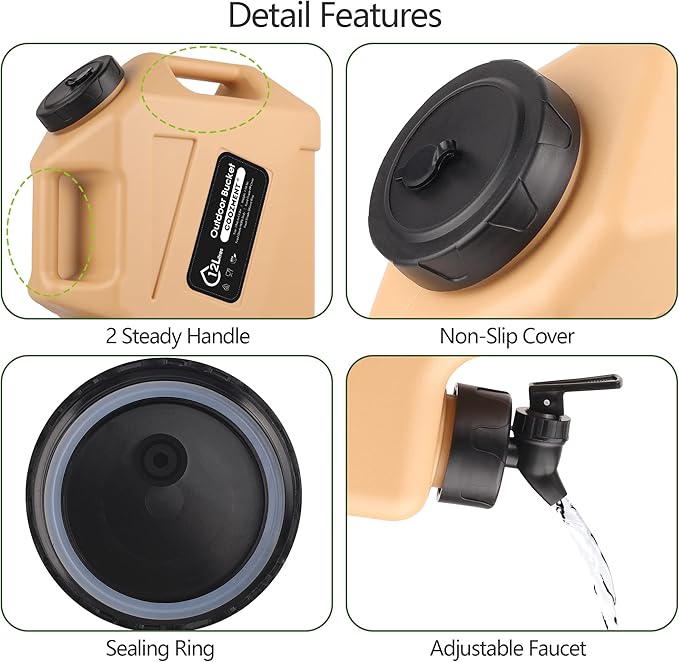 3.2 Gallon/5 Gallon Water Containers with Spigot, BPA Free Water Jug, Military Green Water Tank, Multifunction Water Storage Containers for Camping Outdoor Hiking,Emergency Stroage