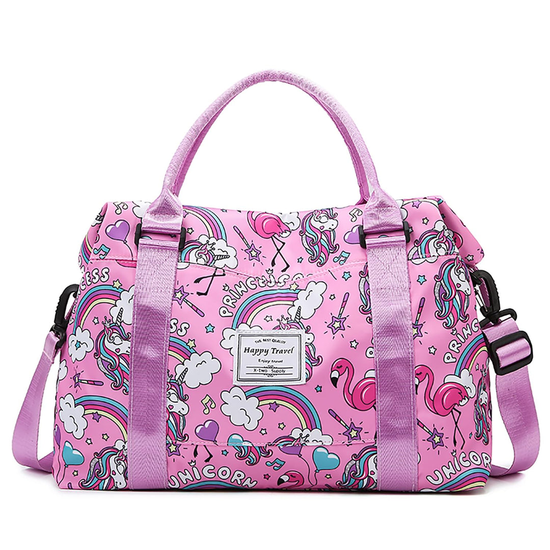 Travel Duffle Bag Weekender Overnight Bag Gym Tote Bag with Dry and Wet Separated Pocket for Women Girls Shoulder Bag Workout Duffel Bag Water Resistant (rainbow unicorn)