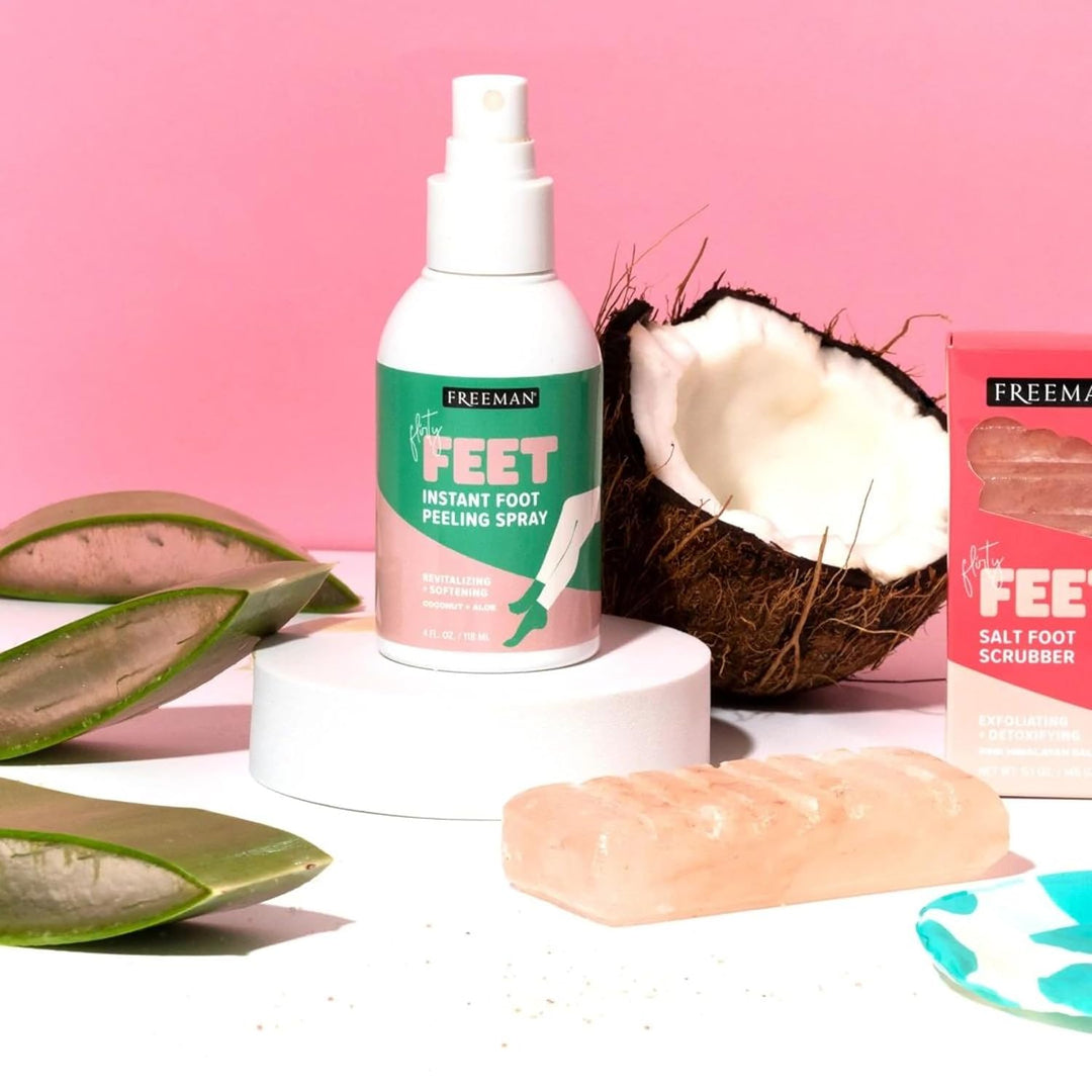 Freeman Flirty Feet Coconut & Aloe Foot Spray | Softening Exfoliating Peel | 4 fl. oz. (Pack of 2)