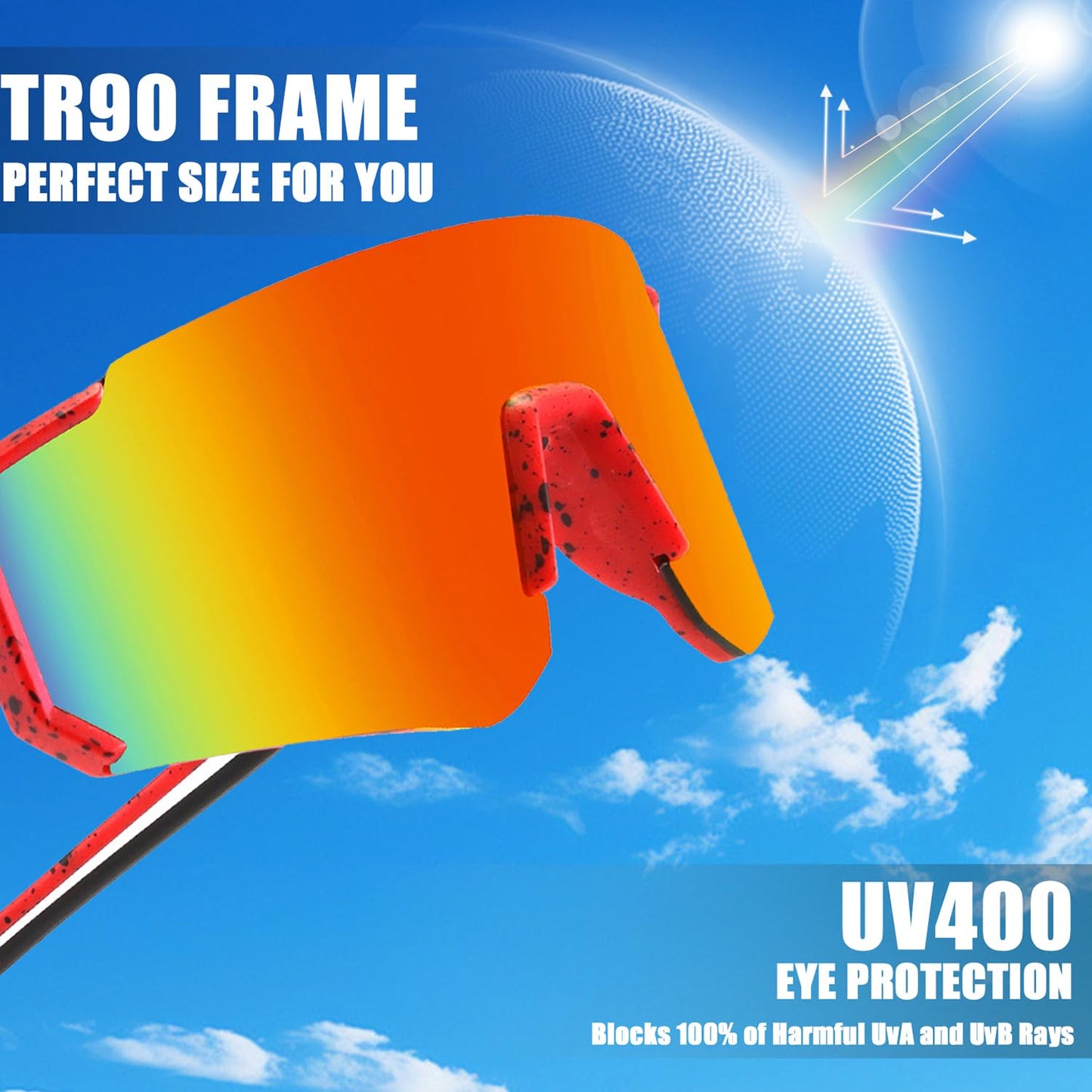 Youth Baseball Sunglasses For Boys Girls,UV400 Kids Sports Sunglasses,Cycling glasse Running Golf