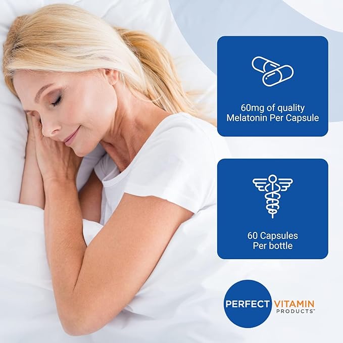 60mg Extra Strength Melatonin MAX - High Dosage Melatonin Ensures Amply Supply of This Important Hormone - 100% Drug-Free, Vegan, Non-GMO, Gluten-Free (3-Pack)