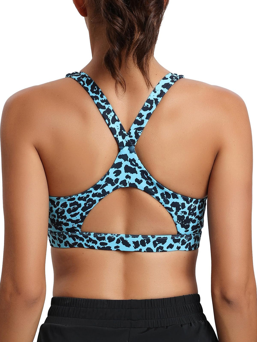 RUNNING GIRL High Support Sports Bras for Women,Racerback Running Bra Workout Crop Tank Tops Longline Sports Bra Push up(WX2946 Green Leopard S)