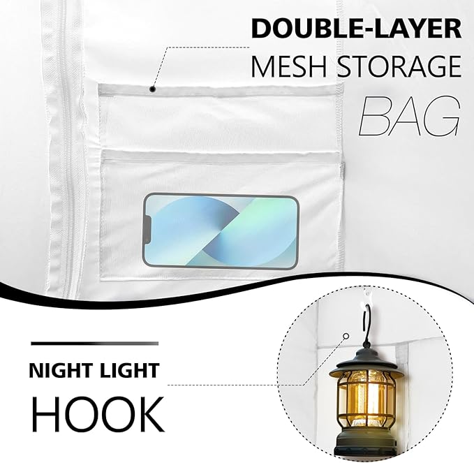 Bed Tent Bed Canopy Bunk Twin Size Tents for Adult and Kids- Portable Dream Tent Indoor Sleeping Tents 70% Blackout with 3 Doors Breathable Big Space Tents, White, WZ01-XS-White