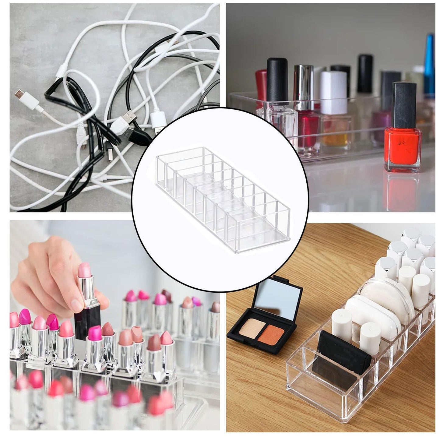 2Pcs Makeup Organiser Cosmetic Organisers Makeup Drawer Organiser Drawers Display Boxes Lipstick Organiser Make Up Organiser Tray Nail Storage Makeup Drawers Box for Dresser Vanity 8 Compartment