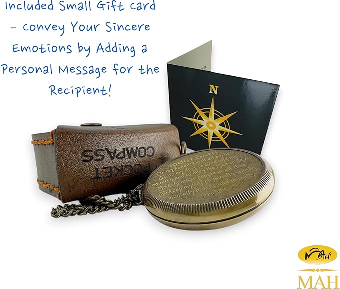 Handmade Scout Compass with Engraved Oath – Solid Brass, Perfect Motivational & Inspirational Gift for Boys, Teenagers & Scouts, Adventure Compass for Hiking, Camping & Outdoor Lovers