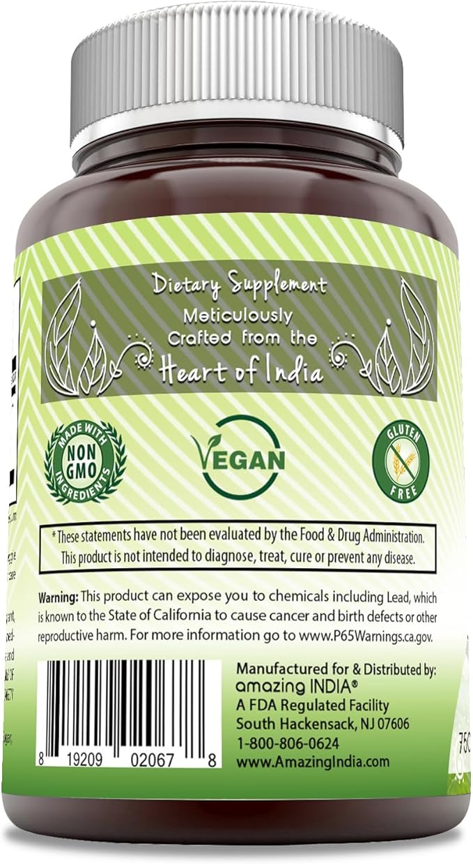 Amazing India Triphala (Natural Triphala Fruit) Supplement | 750 Mg per Serving | 120 Veggie Capsules | Non-GMO | Gluten-Free