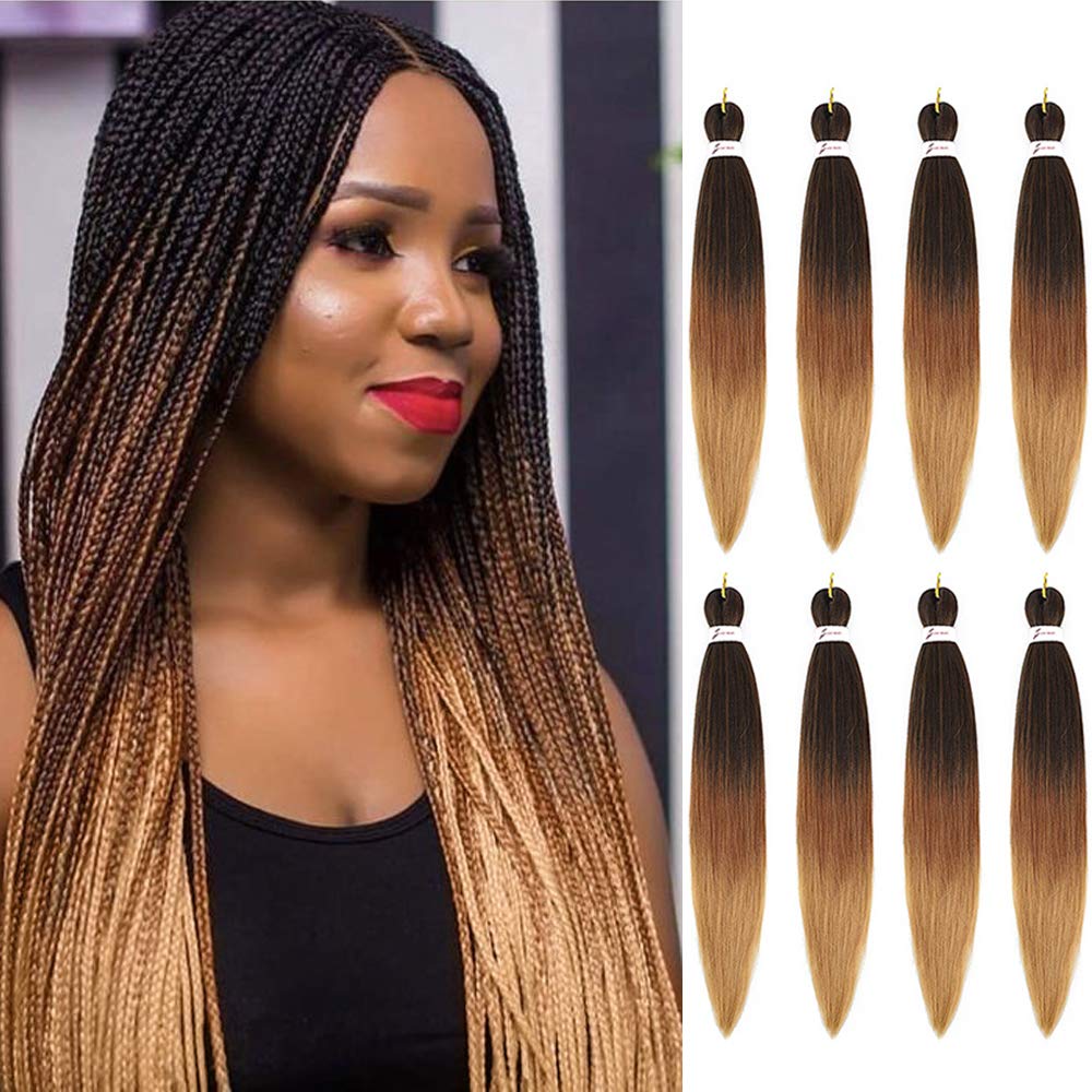 Aqinbel Braiding Hair Pre Stretched 26 Inches 8 Bundles Ombre Braiding Hair Itch Free Crochet Twist Hair For Braids Yaki Texture