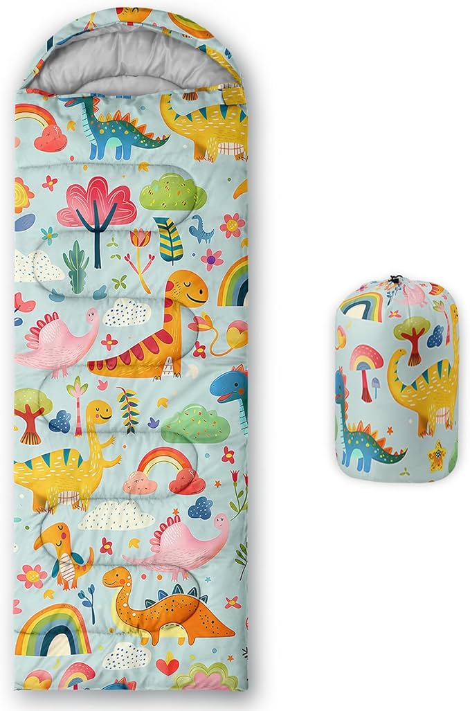 AILONEN Cartoon Fox Camping Sleeping Bag for Boys Girls Adults,Lightweight & Waterproof,3 Season Warm & Cold Weather,Portable,Kawaii Fox Printed Sleeping Bag,Traveling,Camping,Hiking