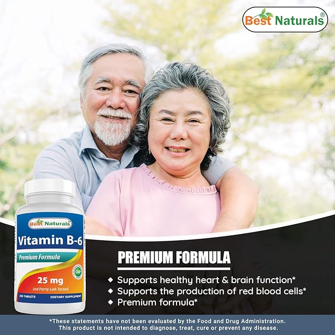 Best Naturals Vitamin B6 25mg 250 Tablets (250 Count (Pack of 3))