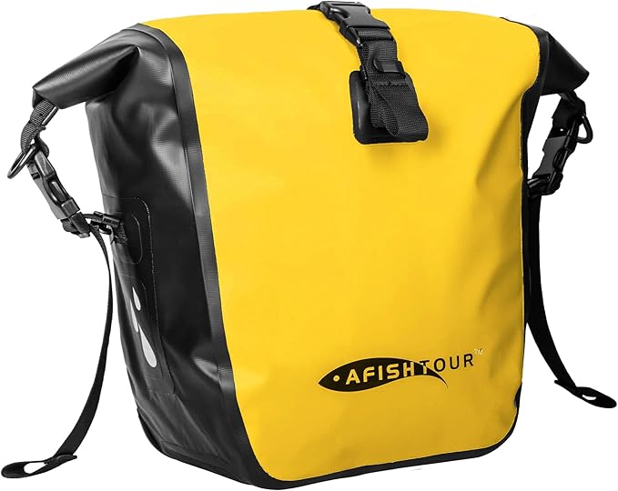 Waterproof Bike Pannier - 15L Saddle Bag for Bicycle Rear Rack - Bike Bag for Grocery, Laptop (Yellow,1 PCS)