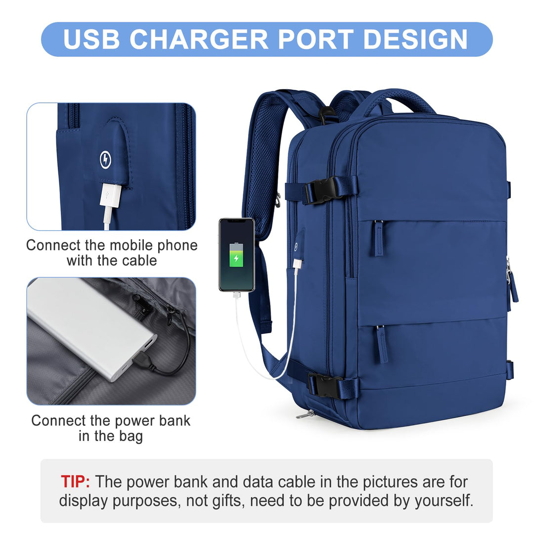 coofay Travel Backpack Carry On Backpack Personal Item Travel Bag Mochila De Viaje Carry On Backpack For Airplanes Traveling Backpack For Women Gym Backpack College Backpack Sapphire Blue