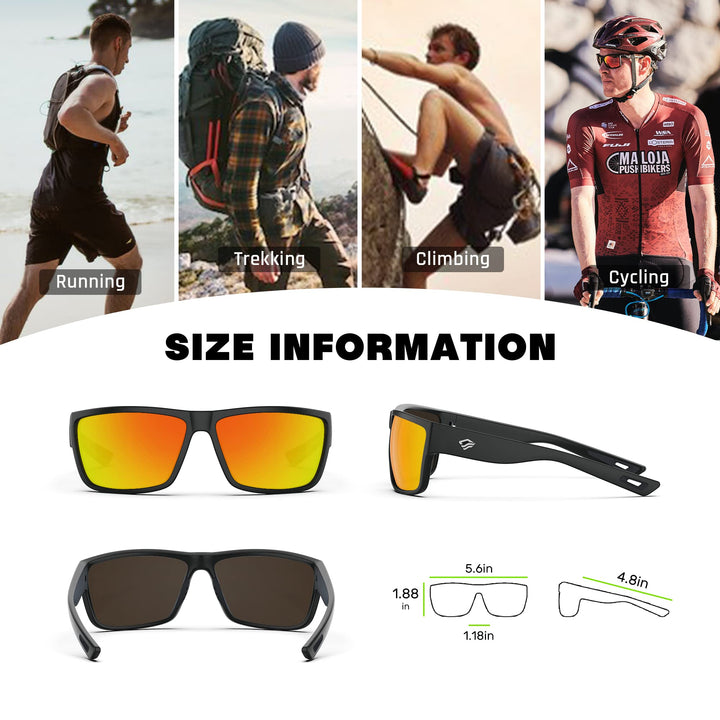 TOREGE Polarized Mirrored Sunglasses Women Trendy UV Protection for Sports Floating Running Fishing (Matte Black Frame & Sunset Orange Mirrored Lens)