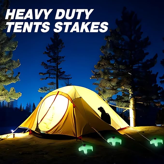 Hicarer 12 Inch Tent Stakes Screw in Camping Stakes Heavy Duty Metal Stake Ground Anchor Peg Threaded Tent Spikes with Hex Head Driver for Camping Garden Inflatable