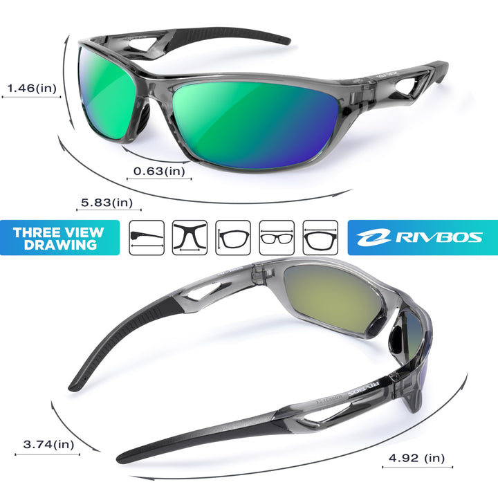 RIVBOS Polarized Sports Sunglasses Driving Sunglasses Shades for Men Women Tr90 Frame for Cycling Fishing Running RB831