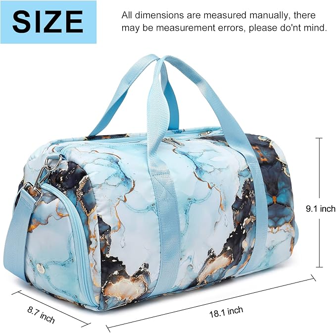 Duffle Bag for Gym Sports Women Girls Workout Travel Bag Weekender with Shoe Compartment and Wet Pocket