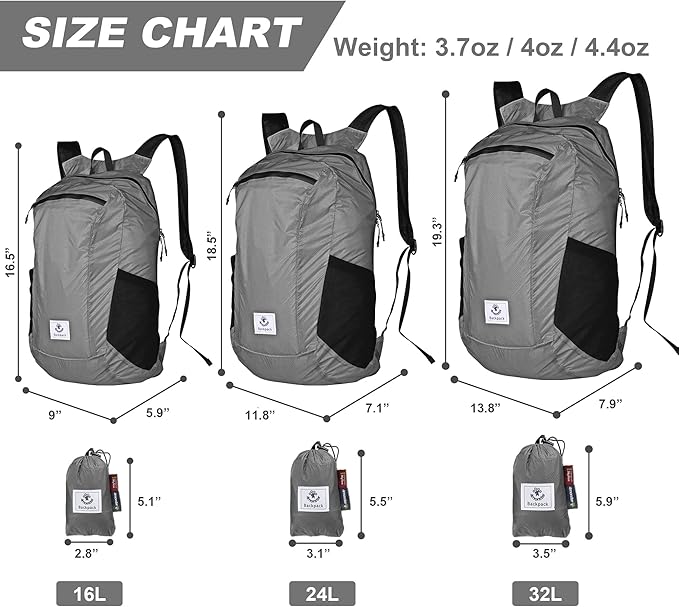 4Monster Hiking Daypack,Water Resistant Lightweight Packable Backpack for Travel Camping Outdoor