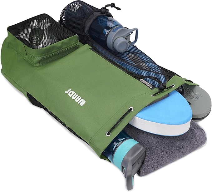 WANDF Swim Bag Mesh Drawstring Backpack with Wet Pocket for Swimming, Gym, and Workout Gear