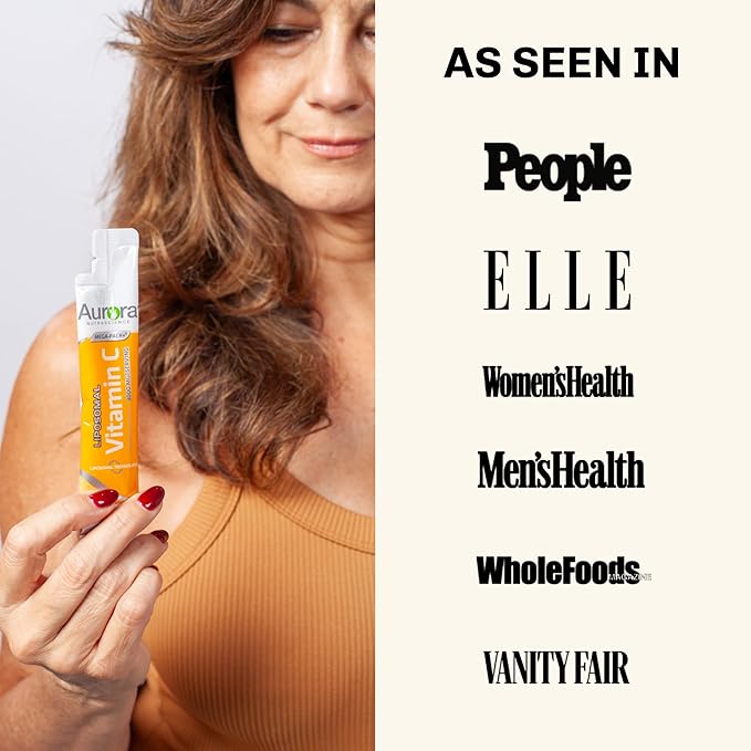 Aurora Nutrascience Mega-Pack Liposomal Vitamin C, Immune Support, 3,000 mg per Serving, Vegan, Gluten Free, Non-GMO, 32 Single Serve Packets, Orange