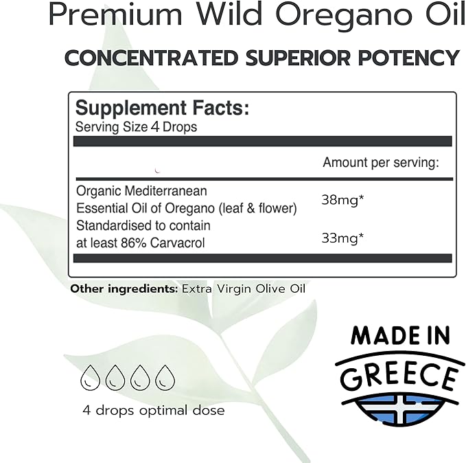 ImunShield Wild Oregano Oil Organic Liquid Drops - Hand-Picked Oregano with 86-90% Carvacrol for Immune and Digestive Support - Vegan, Non-GMO, Gluten-Free, 1 fl. oz./ 30ml