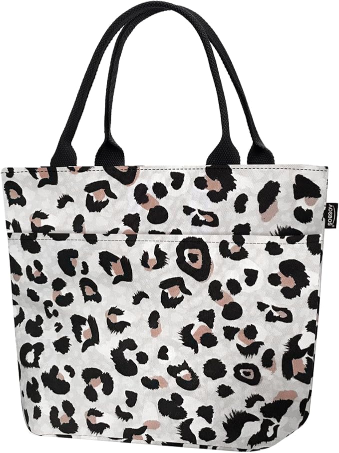Aosbos Leopard Lunch Bag Women Lunch Bags for Adult Lunch Box for Women Leakproof Insulated Lunch Box Lunch Tote Bag Lunch Cooler Bags, Loncheras Para Mujer, Leopard Print