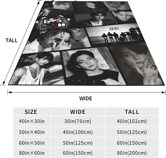 Blanket 40"X50" Soft and Comfortable Warm Fleece Throw Full Picture of Idol Group Blankets Yoga Blankets Beach Blanket Picnic Blankets for Dorm Room Decor Sofa Bed Camping Travel All Season