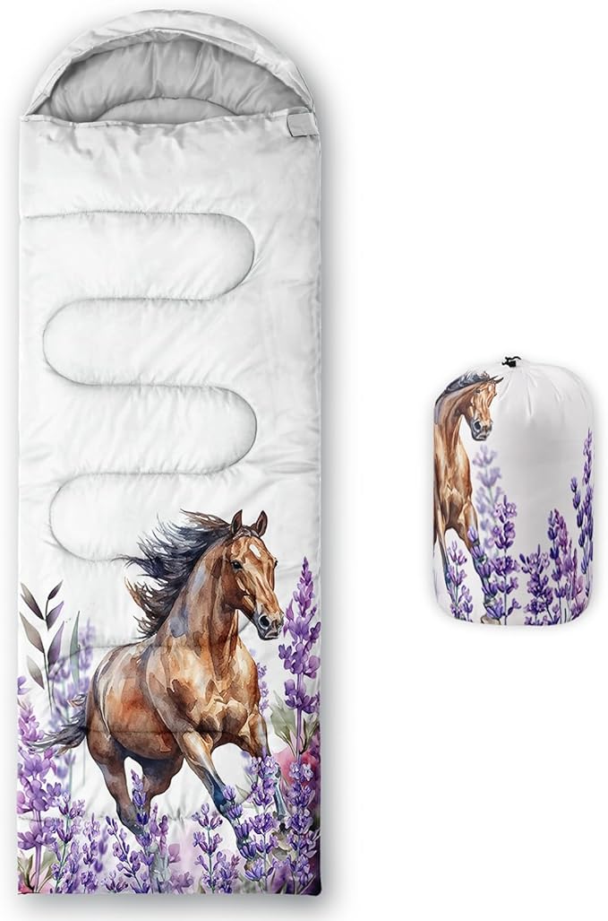 AILONEN Cartoon Fox Camping Sleeping Bag for Boys Girls Adults,Lightweight & Waterproof,3 Season Warm & Cold Weather,Portable,Kawaii Fox Printed Sleeping Bag,Traveling,Camping,Hiking