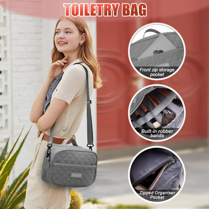 FIORETTO Women's Water-Resistant Travel Gym Duffle Bag with Detachable Strap, Multi-Functional, Ideal for Travel, Gym, Sports, Weekender, DUffel, with Toiletry Bag, Grey