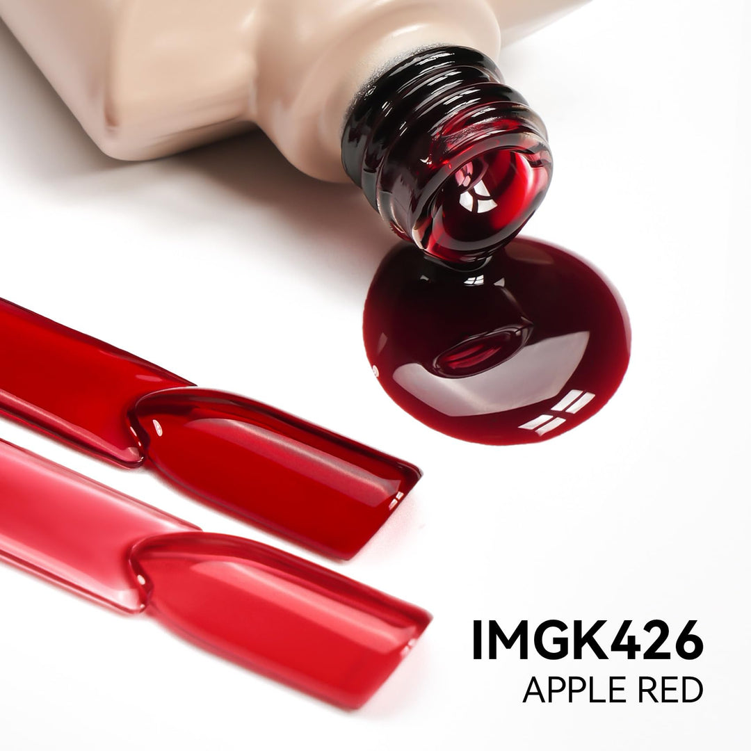 MAYCHAO 15ML Jelly Apple Red Gel Nail Polish 1Pc Transparent Red Gel Polish Soak Off UV LED Translucent Nail Polish Nail Art Starter Manicure Salon DIY at Home, 0.5 OZ