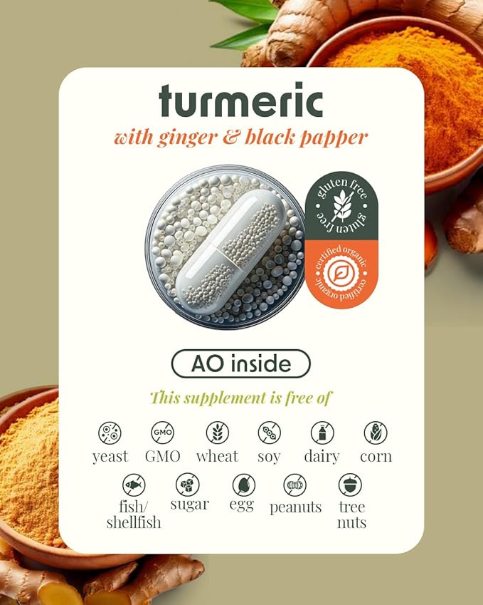Alpha & Omega Nutrition Turmeric 1500mg with Ginger and Black Pepper, Joint Support Supplement with Turmeric and Ginger Root Powder, 120 Veggie Caps, 2 Month Supply