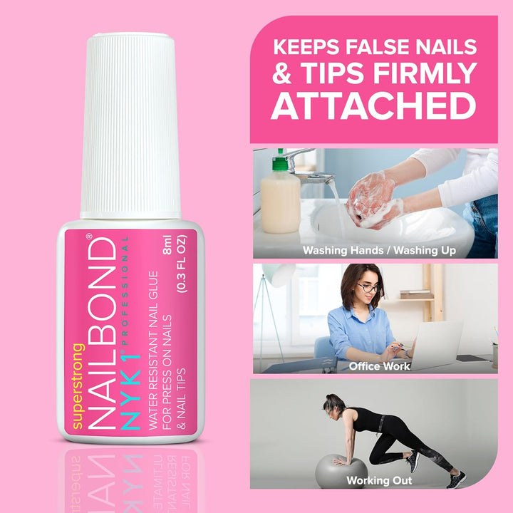 Super Strong Nail Glue | 8ml Brush-On for Press-On & Acrylic Nails – Long-Lasting